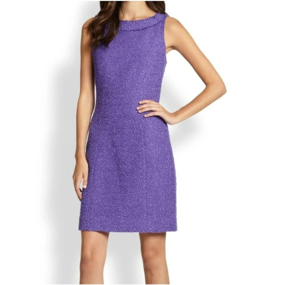 Kate Spade Nadia Tweed Dress Sz 8 Purple Sleeveless Sheath